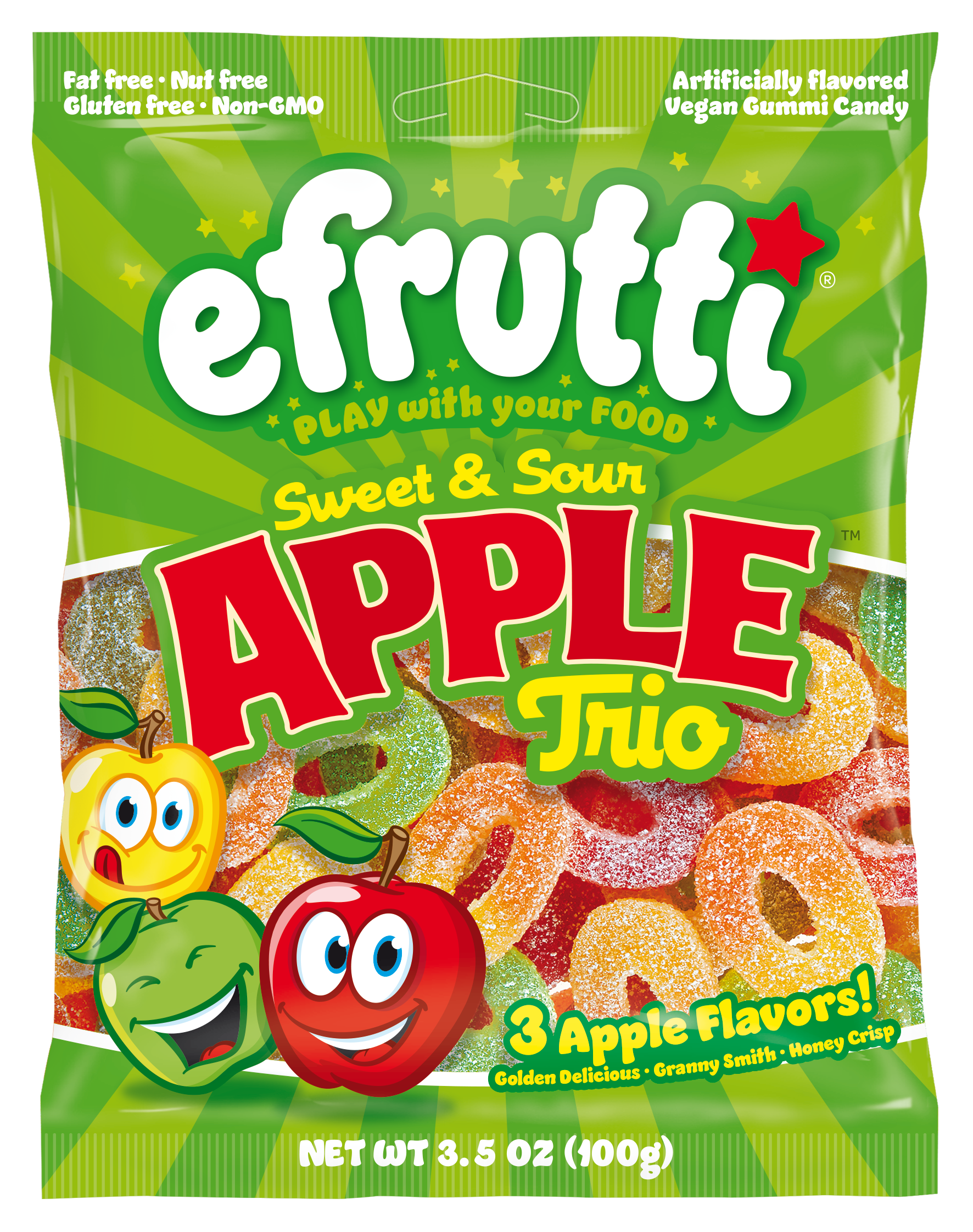 efrutti Apple Trio | Sweet & Sour Gummi Rings