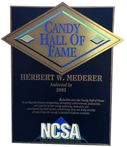 candy hall of fame plaque, herbert mederer inducted in 2003