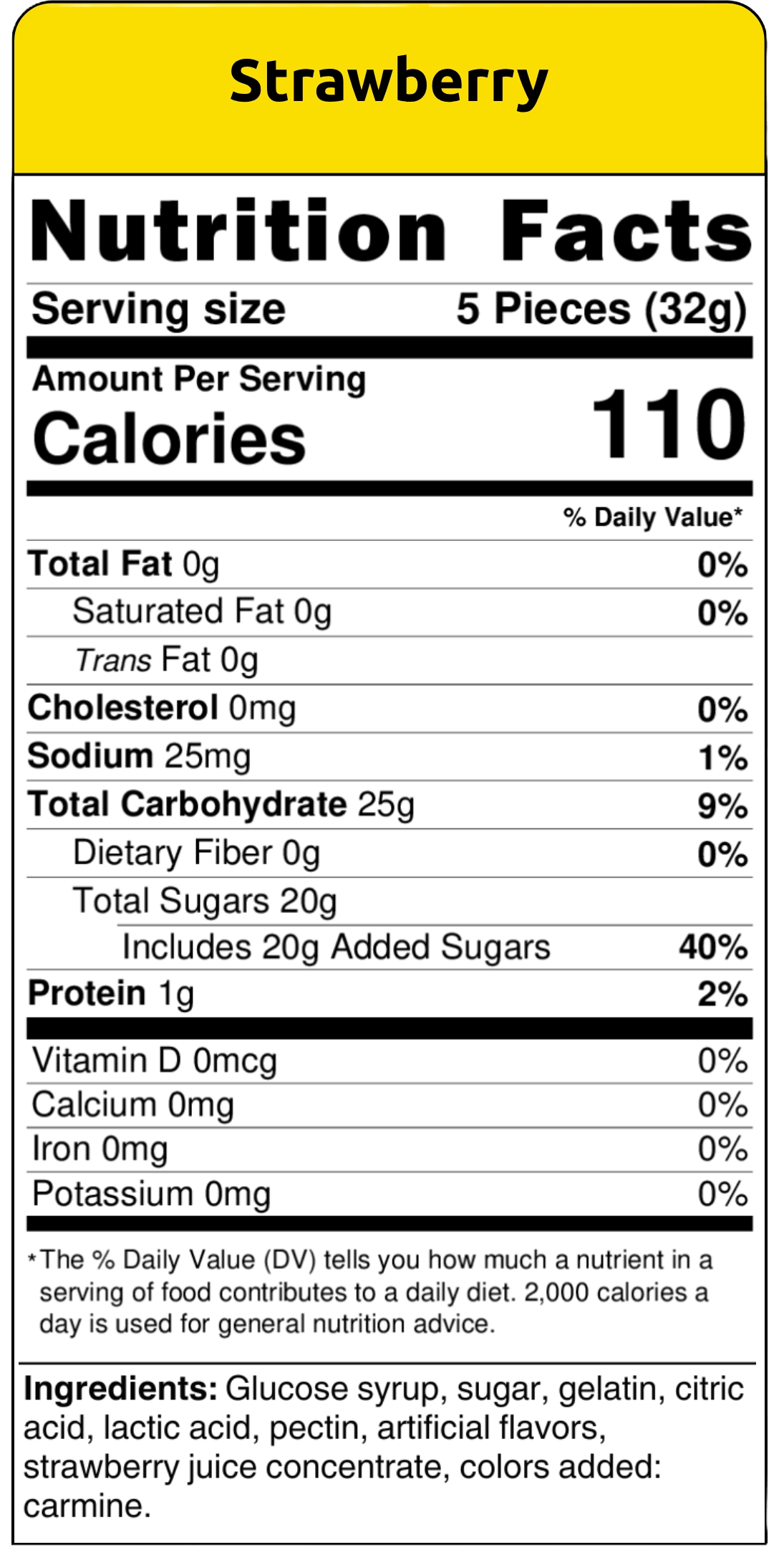 nutritional facts creamy dreamy strawberries