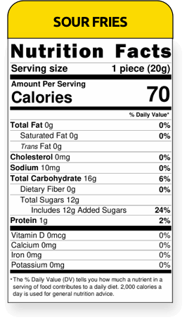 nutritional facts sour fries