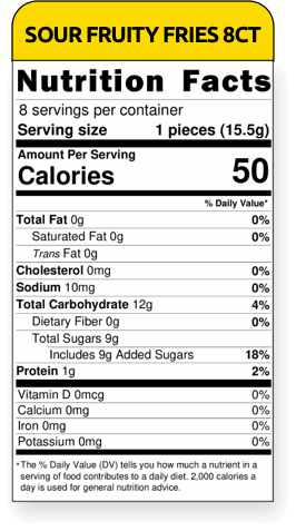 nutritional facts sour fruity fries 8ct