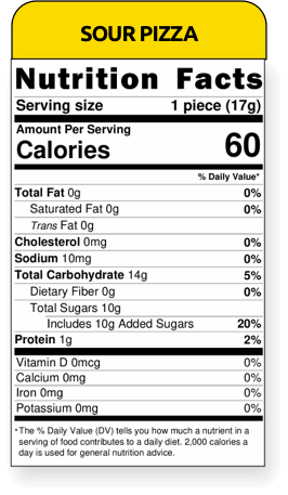 nutritional facts sour pizza