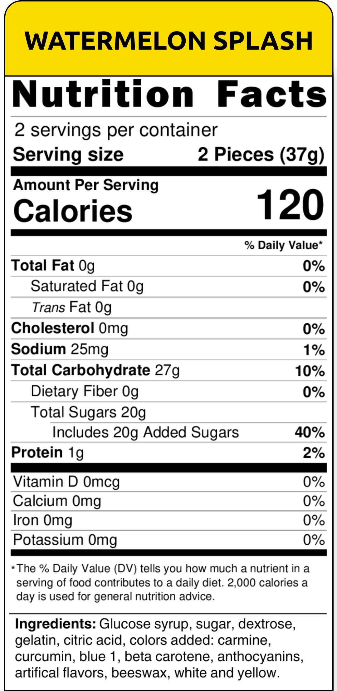 nutritional label
