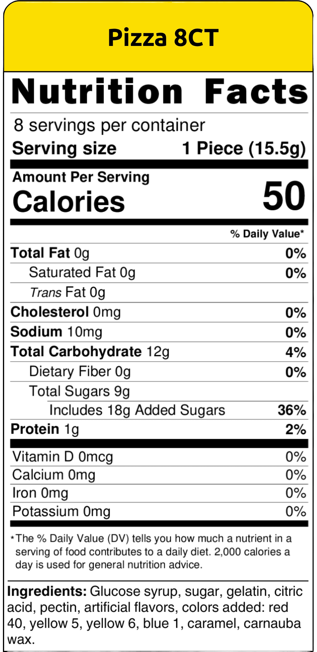 nutritional facts pizza 8ct