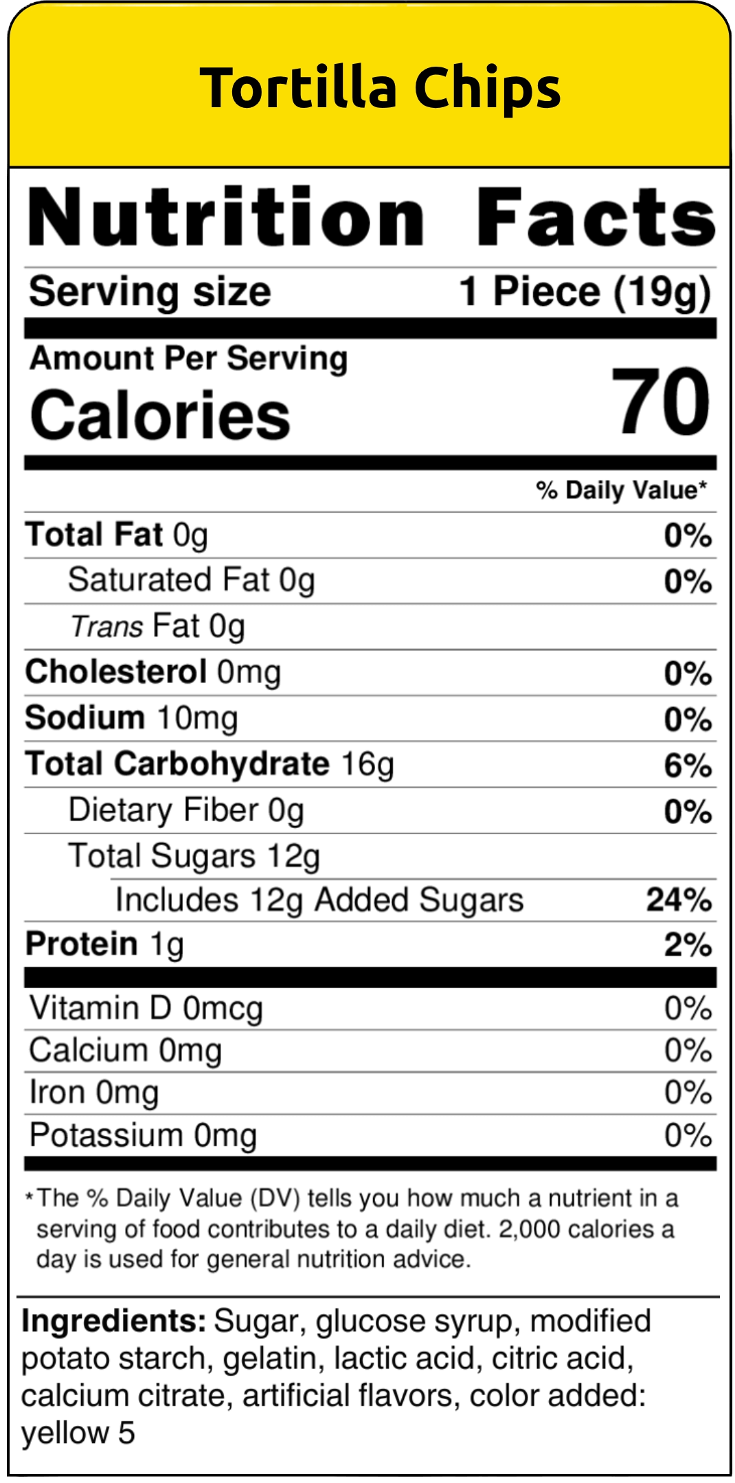 nutritional facts tortilla chips